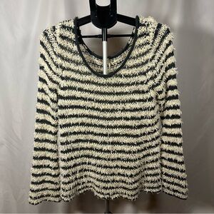 Free People Downy Pullover Sweater Womens Bell Sleeve Shaggy Striped Top L